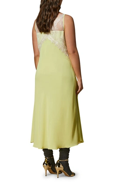 Marina Rinaldi Double Layer Georgette Slipdress In Yellow