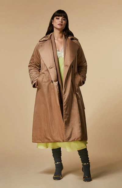 Marina Rinaldi Double Layer Georgette Slipdress In Yellow