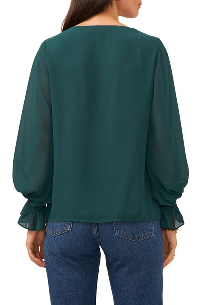 Vince Camuto Blouson Sleeve Top In Deep Forest