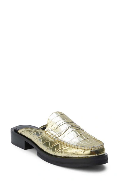 Shop Matisse Tasha Penny Loafer Mule In Gold Croc
