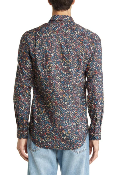 Shop Paul Smith Tailored Fit Floral Cotton Dress Shirt In Blues