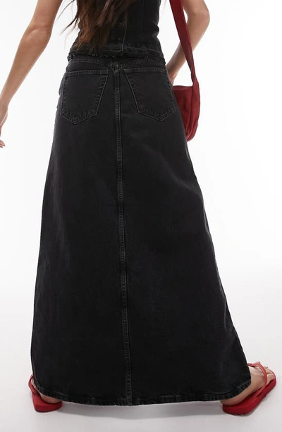 Shop Topshop Denim Maxi Skirt In Black