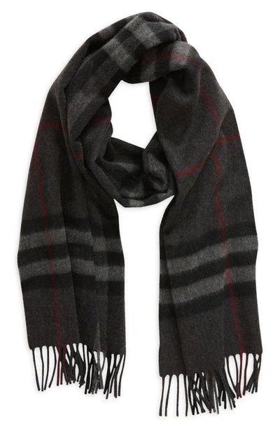 Shop Burberry Giant Check Cashmere Scarf In Charcoal