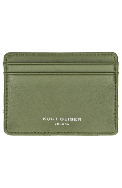 Shop Kurt Geiger Kensington Drench Leather Card Holder In Khaki