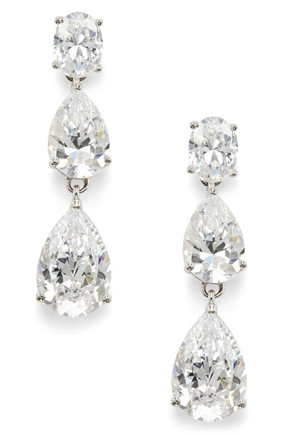 Shop Nadri Chiara Cubic Zirconia Drop Earrings In Rhodium