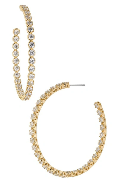 Shop Nadri Large Cleo Cubic Zirconia Inside Out Hoop Earrings In Gold