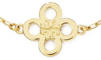 Tory Burch Kira Clover Bracelet In Tory Gold