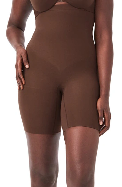 Shop Spanx ® Everyday Shaping High Waist Mid-thigh Shorts In Chestnut Brown