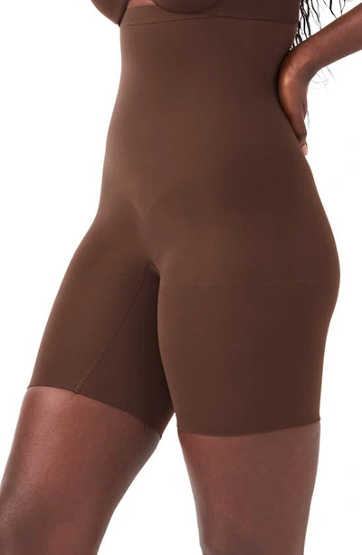 Shop Spanx ® Everyday Shaping High Waist Mid-thigh Shorts In Chestnut Brown