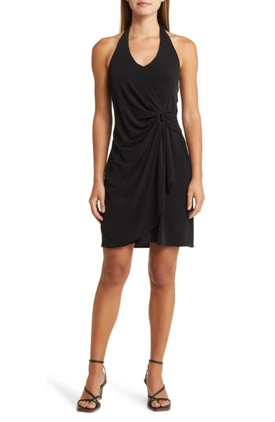 Shop Tommy Bahama Clara Faux Wrap Halter Dress In Black