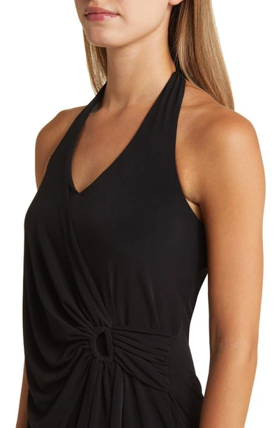 Shop Tommy Bahama Clara Faux Wrap Halter Dress In Black