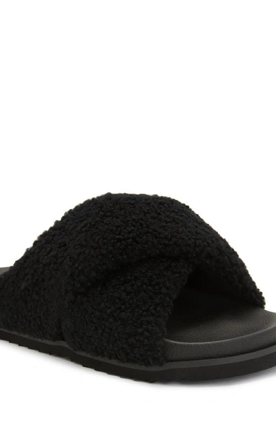 Shop Allsaints Saki Genuine Shearling Sandal In Black