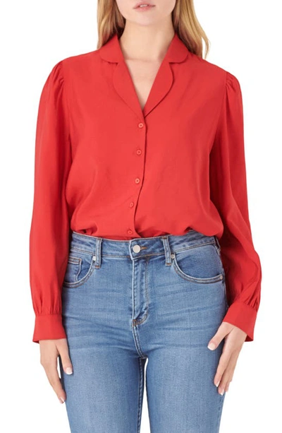Shop English Factory Scallop Collar Shirt In Red