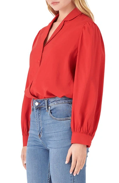 Shop English Factory Scallop Collar Shirt In Red