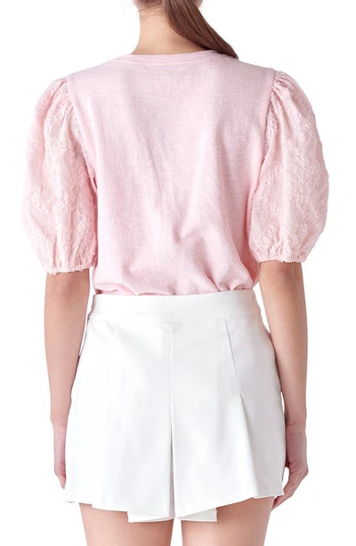 English Factory Women's Texture Mixed Media Top In Pink