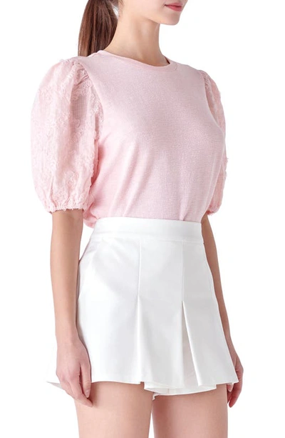 English Factory Women's Texture Mixed Media Top In Pink