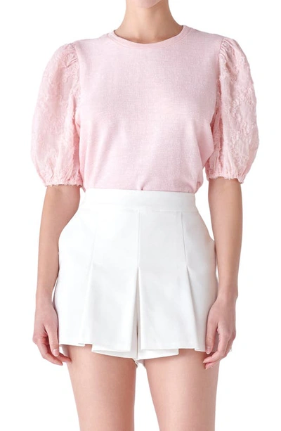 English Factory Women's Texture Mixed Media Top In Pink