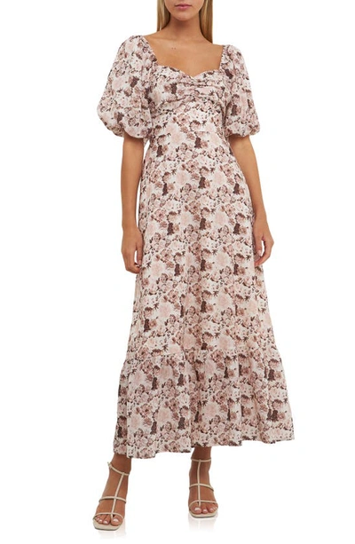 Shop English Factory Floral Print Linen Blend Maxi Dress In Multi