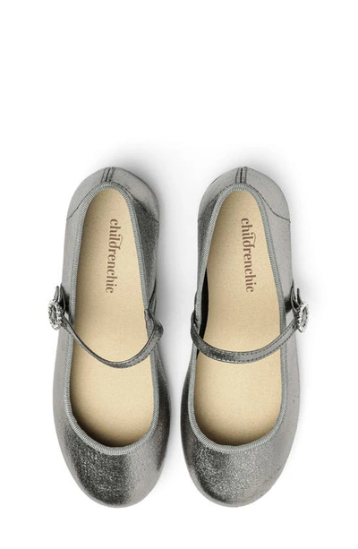 Shop Childrenchic Kids' Shimmer Mary Jane In Silver