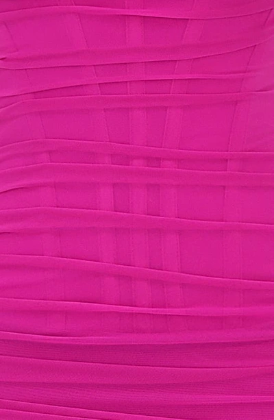 House Of Cb Nalini Floral Mesh Corset Cocktail Dress In Fuschia