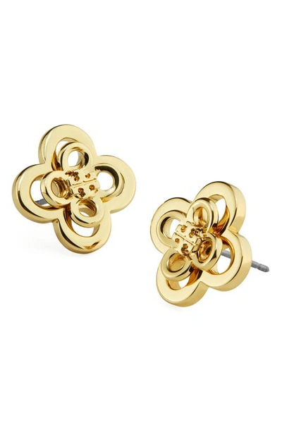 Shop Tory Burch Kira Clover Stud Earrings In Tory Gold