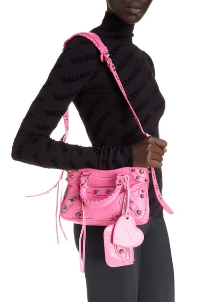 Shop Balenciaga Small Neo Cagole Leather Tote In Bright Pink