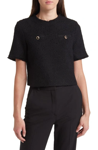 Shop Ted Baker Katyyj Short Sleeve Tweed Top In Black