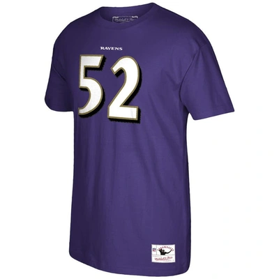 Shop Mitchell & Ness Ray Lewis Purple Baltimore Ravens Retired Player Logo Name & Number T-shirt
