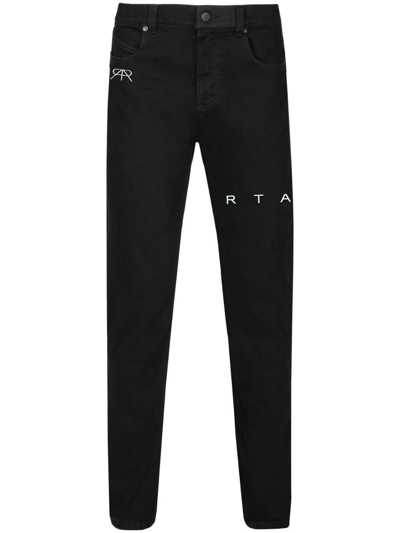 Shop Rta Logo-embroidered Slim-cut Jeans In Black