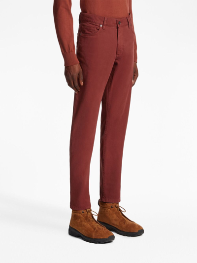 Shop Zegna Roccia Straight-leg Jeans In Red