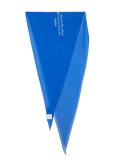 Acne Studios Logo-print Silk Scarf In Blue