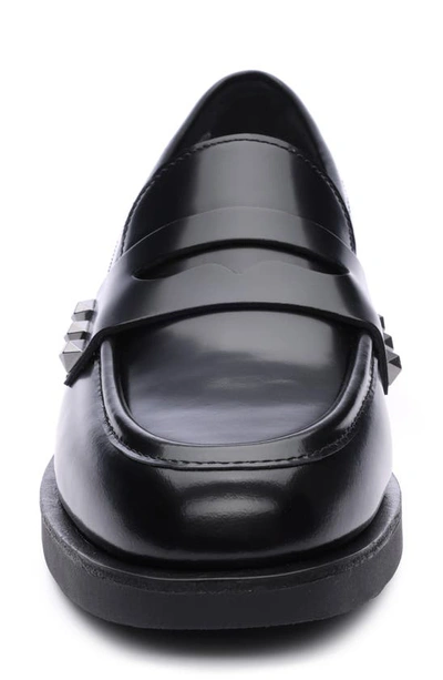 Shop Ash Whisper Studs Leather Loafer In Black
