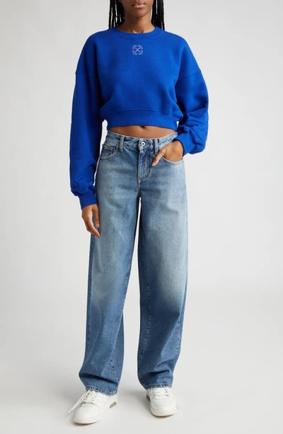 Shop Off-white High Waist Extra Baggy Wide Leg Jeans In Blue