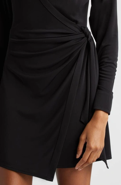 Shop Cinq À Sept Corinth Long Sleeve Wrap Dress In Black