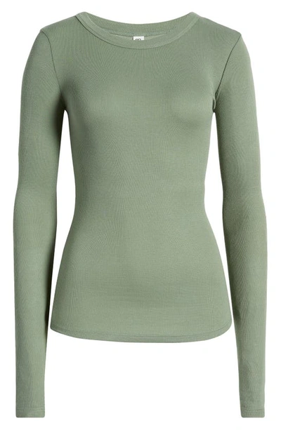 Shop Bp. Long Sleeve Rib Crewneck T-shirt In Green Dune