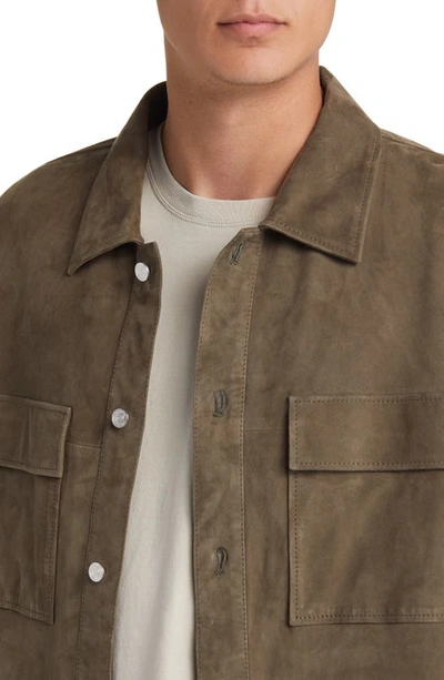 Shop Frame Clean Suede Button-up Shirt In Mocha