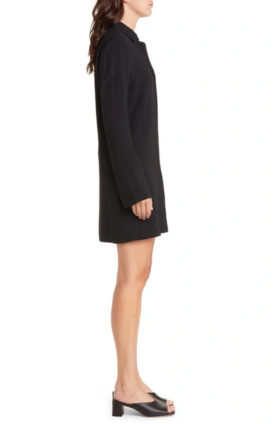 Shop Theory Slim Fit Long Sleeve Polo Dress In Black