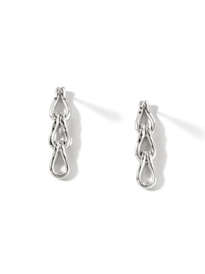 Shop John Hardy Surf Pavé Link Drop Earrings In Silver