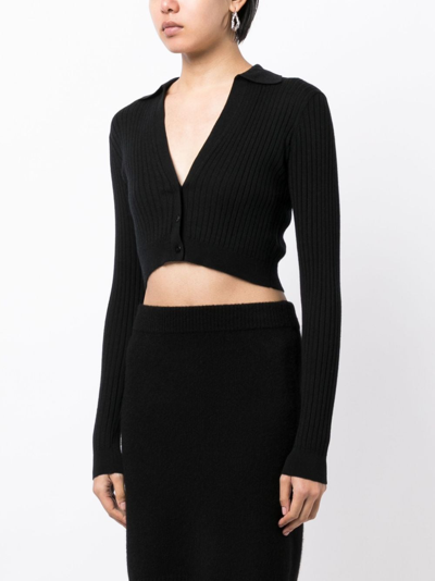 Cashmere In Love Callen Cropped Cardigan In Black