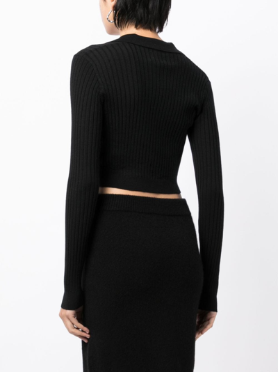 Cashmere In Love Callen Cropped Cardigan In Black
