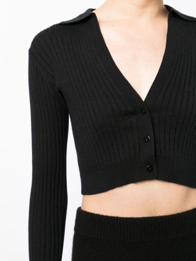Cashmere In Love Callen Cropped Cardigan In Black