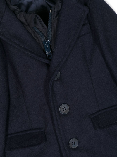 Shop Fay Virgin-wool Blend Layered Coat In Blue