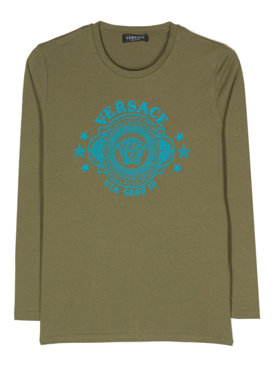 Shop Versace Medusa Badge-print T-shirt In Green