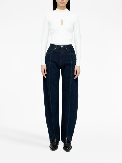 Re/done Keyhole Mock Neck Top In White