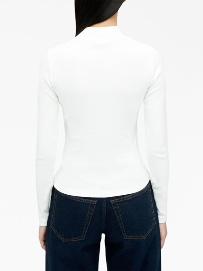 Re/done Keyhole Mock Neck Top In White