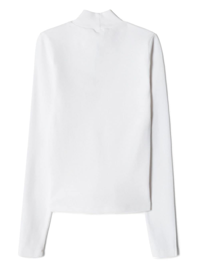 Re/done Keyhole Mock Neck Top In White