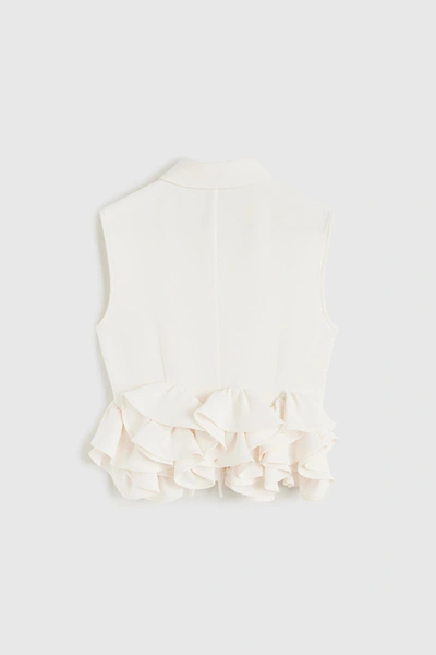 Shop Rochas Ruffled Cropped Shirt In White