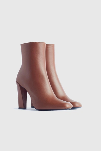 Shop Victoria Beckham Square Toe Ankle Boots In Brown