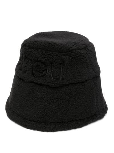 Shop Patou Fleece Fisherman Hat With Embroidered Logo In Black