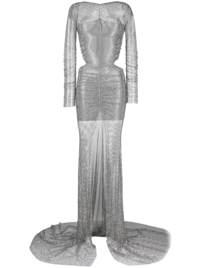 Shop Giuseppe Di Morabito Crystal Embellished Floor-length Dress In Metallic